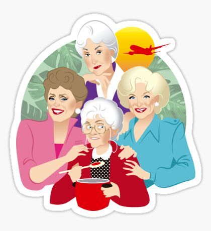 Stickers | Redbubble Golden Girls Humor, Golden Girls Quotes, The Golden Girls, Celebrity Caricatures, Stay Golden, Betty White, Golden Girl, Girls Illustration, Girl Stickers