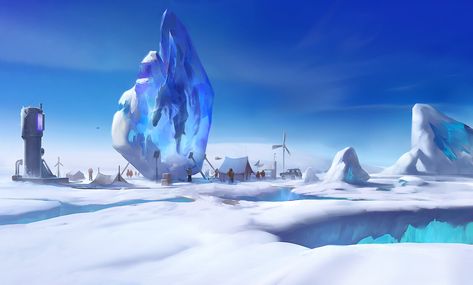 Trapped in the ice ! , Xavier Leroux on ArtStation at https://www.artstation.com/artwork/ba19Am Frozen Background, Environment Map, Ice Painting, Ap Drawing, Dnd Campaign, Ice Art, Game Environment, Paintings And Drawings, Image Painting