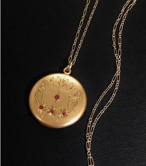 Ruby Locket, Gold Locket, Pocket Watch, Locket, Ruby, Gold