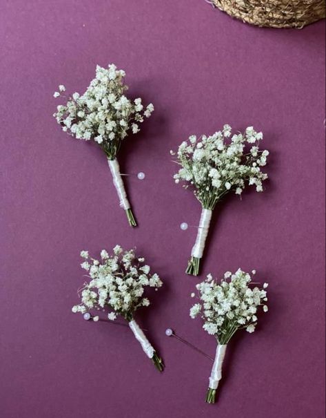 Dry Flowers Wedding, Hoco Bouquet, Dried Boutonniere, Baby's Breath Wedding Flowers, Prom Boutonniere, Boutonniere Corsage, Bridal Party Flowers, Rustic Boutonniere, Dried Flowers Wedding