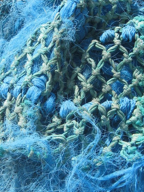 Luna was stuck in a fishing net. She was tugging on it as hard as she could but she couldn't get out. (Open rp) Pollution Textiles, Ocean Textiles, Fishing Fashion, Water Fashion, Ocean Texture, Ocean Projects, Blue Textile, Ocean Pollution, Ocean Design