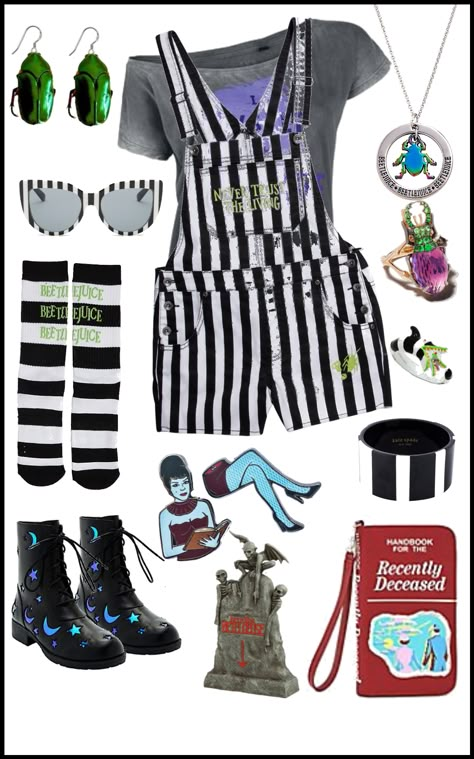 Outfits Inspired By Beetlejuice, Beetlejuice Movie Outfit Ideas, Lydia Deetz Aesthetic Outfit, Beetlejuice Musical Outfit, Horror Themed Outfits, Beetle Juice Outfit, Beetlejuice Inspired Outfit Ideas, Beetlejuice Bounding, Beetlejuice Outfit Ideas Casual