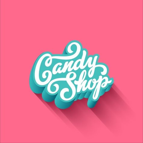 Typography For Logo, Cute Typography Design, Candy Logo Design Ideas, Candy Logo Design, Lollipop Logo, Candy Typography, Sweet Typography, Candy Font, Happy Typography