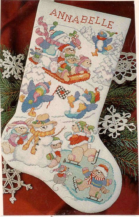 Fun Cross Stitch, Cross Stitch Stocking, Cross Stitch Christmas Stockings, Quilting Notions, Bunny And Bear, Applique Kit, Cross Stitch Supplies, Cross Stitch Patterns Christmas, Cross Stitch Fabric