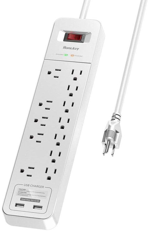 Amazon.com: Huntkey 12 Outlets Surge Protector Power Strip, 2 USB Ports 5V/2.4A, 6-Foot Heavy Duty Extension Cord, SMC127: Electronics Extension Cords, Store Extension Cords, Retractable Extension Cord, Cute Extension Cord, Multiple Outlet Plug, Extension Board, Beauty App, Power & Electrical Supplies, Power Bars