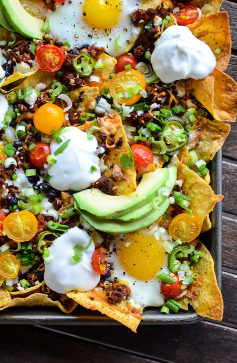 Huevos Rancheros Breakfast Nachos | The Every Kitchen Huevos Rancheros Breakfast, Nachos Recipes, Breakfast Nachos, Crispy Chips, Runny Eggs, Recipe Breakfast, Kitchen Recipe, Think Food, Breakfast Brunch Recipes