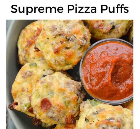 Supreme Pizza Puffs, Pizza Puffs, Low Carb Marinara, Supreme Pizza, Puff Recipe, Low Carb Appetizers, Pizza Bites, Low Carb Pizza, Detox Program