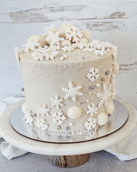 Winter Cakes Birthday, Winter Cake Designs, Winter Birthday Cake Ideas, Winter Birthday Cake, Winter Onederland Cake, Snow Cake, Winter Wonderland Cake, Snowflake Cake, Birthday Cake Decorating Ideas