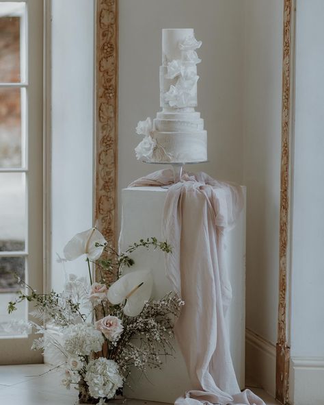 NEUTRALS Aged stone-effect texture and different tier heights give this cake a contemporary edge whilst the sugar roses give a gentle nod to more classical cake design. My style exactly - a delicate transition between the classic and the contemporary. Stunning photos from a beautiful styled shoot last month @northbrookparkweddings Photographer @joannaransonphotography Planner: @hollyfrancescaweddings Florist: @2littlebirds_ Hair: @katies.beautyinfinity Make Up: @makeupbyoliviajm_ Model ... Cake Plinth, Blush Wedding Inspiration, Wedding Moodboard, Classic Wedding Cake, Sugar Rose, Wedding Hire, Wedding Mood Board, Party Cake, Blush Wedding