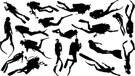 Diver silhouettes  #activity #Aquatic #Deep #Dive #diver #diverequipment #equipment #extreme #Fishing #Ocean #Sea #tourism #Underwater #sports Diver Silhouette, Under The Sea Drawings, Underwater Welder, Underwater Background, Sea Drawing, Ocean Images, Png Logo, Silhouette Png, Silhouette Free