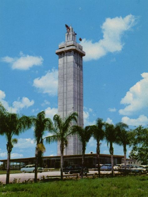 A postcard of the Citrus Tower in Clermont, Florida (1957). | Florida Memory 2024 Prayer, Clermont Florida, Florida History, Water Towers, Chicago Photos, Lake County, Postcard Collection, Roadside Attractions, Old Florida