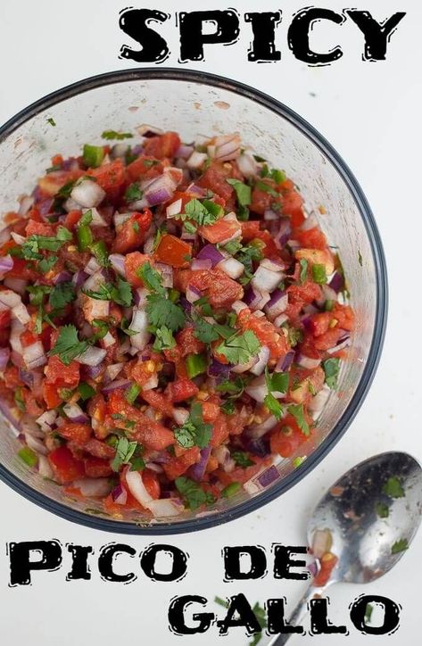 Spicy Pico de Gallo | Midwexican Spicy Pico De Gallo, Homemade Pico, Jalapeno Peppers, Homemade Salsa, Juicy Tomatoes, Mexican Food Recipes Authentic, Trader Joe's, Guilty Pleasure, Refried Beans