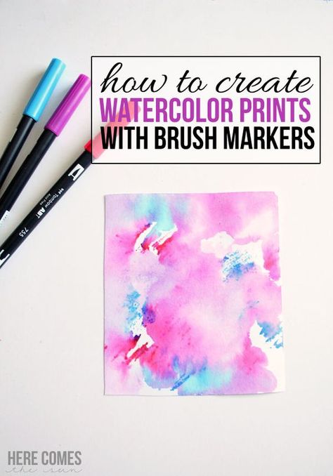 Create gorgeous watercolor prints with brush markers! Watercolor Art Projects, Tombow Brush Pen, Tombow Markers, Brush Pen Art, Watercolor Brush Pen, Brush Markers, Watercolor Lettering, Watercolor Prints, Watercolor Paints