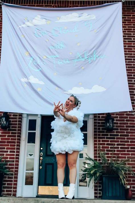 Cloud Nine Bid Day Theme, On Cloud 9 Bid Day Theme, Cloud 9 Bid Day Theme Sorority, On Cloud 9 Bid Day, Cloud Bid Day, Cloud 9 Bid Day, Sorority Work Week, Sorority Themes, Recruitment Ideas