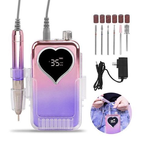 Pro 35000rpm Rechargeable Electric Nail Drill Machine Portable Manicure Pedicure Nail Polish Gift Set, Nail Polish Holder, Summer Pedicure, Pedicure Colors, Electric Nail Drill, Professional Manicure, Latest Nail Trends, Nail Drills, Drill Machine