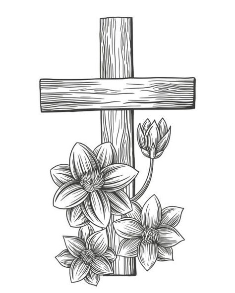 2,200+ Crosses With Flowers Drawing Stock Illustrations, Royalty-Free Vector Graphics & Clip Art Cross And Flowers Drawing, Cross Drawing Simple, Gothic Cross Drawing, Cross With Flowers Drawing, Crosses With Flowers, Cross Drawings, Cross Drawing, Guitar Drawing, Jesus Drawings