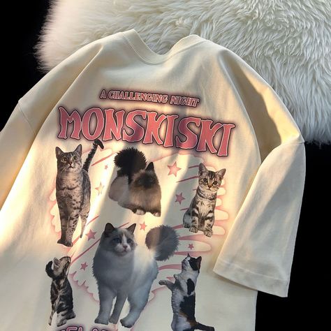 Smarter Shopping, Better Living! Aliexpress.com White And Black Cat, Mom T Shirts, Mom Wardrobe, Harajuku Women, Cat Themed Gifts, Knitted Cat, Adorable Cats, Cat Hoodie, Cartoon Outfits