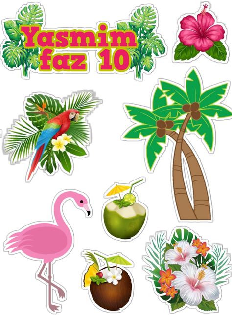 Bday Pool Party, Flamingo Topper, Printable Topper, Flamingo Cake Topper, Flamingo Cake, Summer Cake, Summer Cakes, Design Printable, Tropical Summer