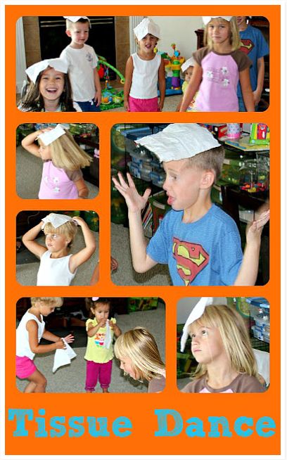 The Tissue Dance. This would be a great way to just laugh and have a good time. Children each have a tissue paper on their head and dance without letting the tissue fall off. Zumba Kids, Circle Time Activities, Dance Camp, Dance Games, Preschool Music, Body Control, Kids Moves, Ginger Rogers, Movement Activities