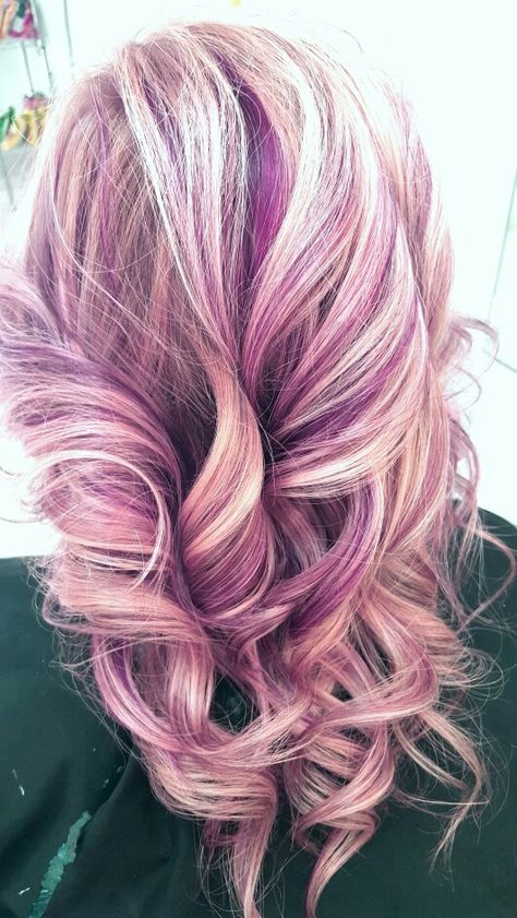 Linda got a magenta, yellow and white blonde. Blonde And Magenta Hair, Coral Hair Color, Wedding Curls, Coral Hair, Vivid Hair, Magenta Hair, Fabulous Hair, Beauty Tricks, White Blonde