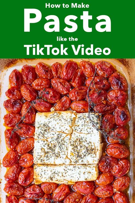 Pinterest image: photo of an TikTok Pasta with caption reading "How to Make Pasta Like the TikTok Recipe" Tik Tok Famous Baked Feta Pasta, Til Tok Pasta Feta, Tok Tok Pasta, Pasta Tiktok Recipes, Tik Tok Viral Pasta, Tick Tock Pasta Recipe, Tik Tok Feta Pasta Recipes, Tictoc Pasta, Tick Tok Pasta