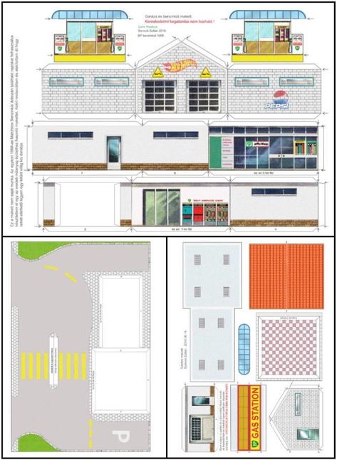 Parking Lot Diorama Template, Paper Models Printable, Hot Wheels Garage Diy, Gas Station Diorama, Hot Wheels Diorama, Hot Wheels Diy, Paper Models House, Hot Wheels Storage, Paper Toy Printable