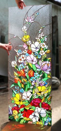 Glass Painting Patterns, Stained Glass Door, زجاج ملون, Glass Painting Designs, Stained Glass Paint, Stained Glass Flowers, Stained Glass Diy, Stained Glass Crafts, Art Stained