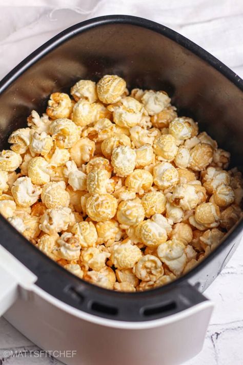 Air Fryer Popcorn {Easy & Low Calorie} Low Calorie Air Fryer Snacks, Popcorn Air Fryer, Airfryer Popcorn, Snacks Air Fryer, Ninja Airfryer, Air Fryer Popcorn, Cooking Popcorn, Tefal Actifry, How To Make Popcorn