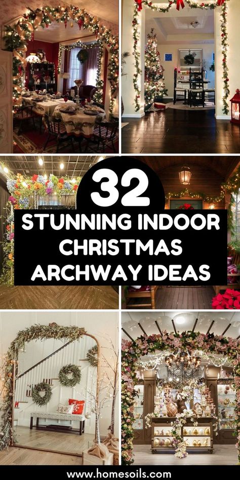 Add festive charm to your home with 32 stunning indoor Christmas archway ideas. Use lush greenery, sparkling lights, and holiday ornaments to create magical entryways. Perfect for bringing seasonal joy to any space. Diy Christmas Doorway Decorations, Christmas Breezeway Decor, Christmas Archway Outdoor Front Doors, Christmas Vaulted Ceiling, Doorway Christmas Decorations, Indoor Doorway Christmas Decor, Inside Doorway Christmas Decor, Over Doorway Decor, Christmas Decor For Archway