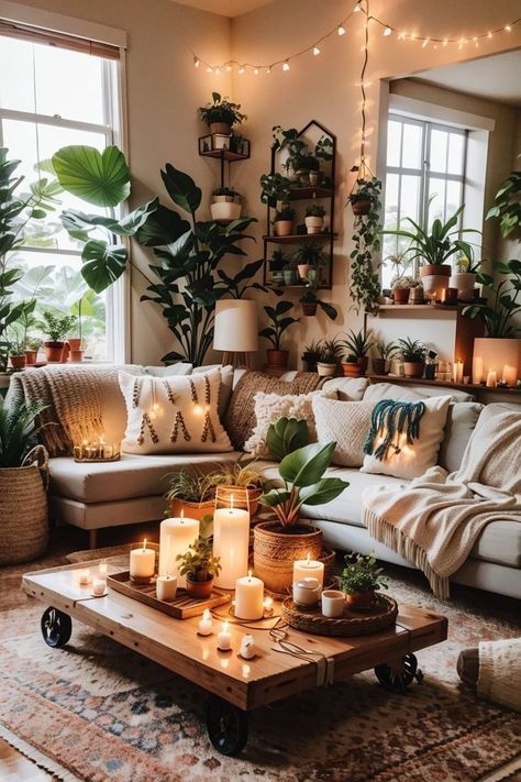 Modern Hygge Living Room, Industrial Decoration, Earthy Living Room, Earthy Home Decor, Apartment Vibes, Earthy Home, Living Room Plants, Unique Finds, Decorating Style