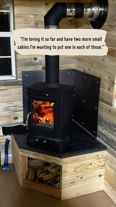 Small Wood Cookstoves for Tiny Spaces - Tiny Wood Stove Wood Stove On Porch, Small Fireplace Ideas Wood Stoves, Small Wood Burning Stove Ideas, She Shed With Wood Stove, Small Wood Stove Ideas, Camper With Wood Stove, Tiny Home Wood Stove, Wood Stove In Rv, Tiny Wood Stoves For Tiny Homes