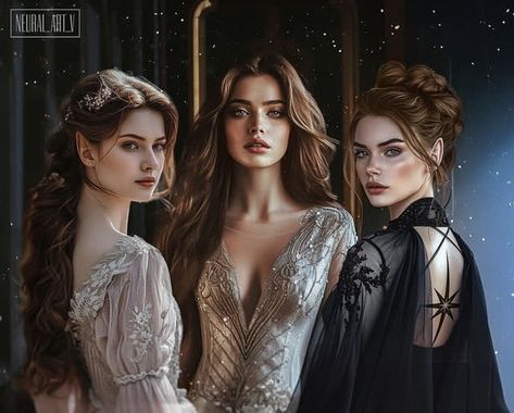 Acotar Feyre Nesta And Elain, Nesta And Elain Fanart, A Court Of Thorns And Roses Nesta, Feyre And Nesta Fanart, Feyre And Tarquin, Elain Acotar Fanart, Feyre Summer Court Dress, Nesta And Feyre, The Court Of Thorns And Roses