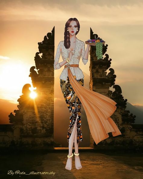 Indonesian Women's Clothing, Indonesia Traditional Dress, Kebaya Illustration, Traditional Indonesian Clothing, Indonesian Traditional Clothes, Indonesia Traditional Clothes, Indonesian Dress, Indonesian Clothing, Burma Dress