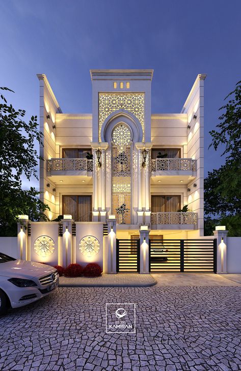 Islamic Architecture House, Arabic House Design, Luxury Exterior, Residential Building Design, Classic House Exterior, Classic House Design, Modern Villa Design, Architecture Model House, Modern Exterior House Designs