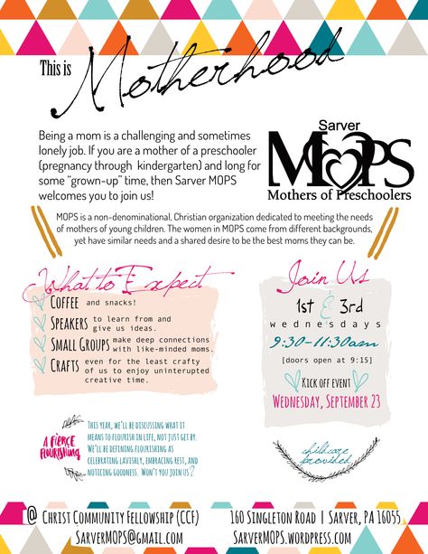 MOPS A Fierce Flourishing poster by Lace and Yarn Moms Of Preschoolers Mops, Mops Say Yes Theme, Moms Group Activities, Mops Leadership, Mops Activities, Moms Ministry, Hands Meaning, Mops Theme, Mops International