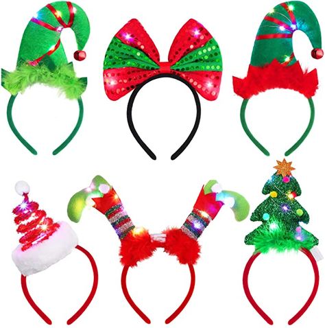 Christmas Head Accessories, Led Headbands, Christmas Party Costumes, Costume Headbands, Brr Basket, Elf Costumes, Christmas Headdress, Christmas Tree Headband, Spiral Christmas Tree