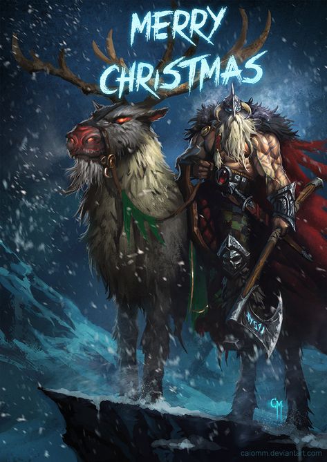 Fantasy Viking Santa Riding Reindeer Viking Christmas, Christmas Horror, Art Geek, Bd Art, Art Alien, Bad Santa, Creepy Christmas, Dark Christmas, Ange Demon