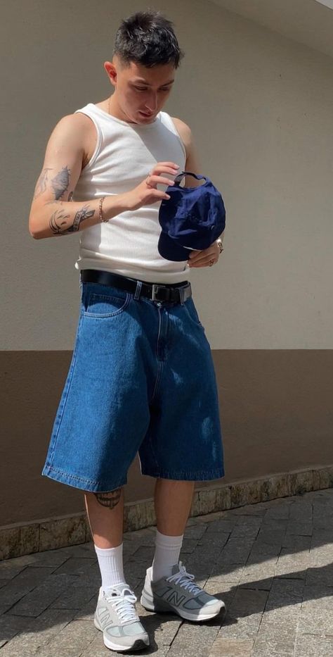 Jorts Outfit Idea Men, Jorts Outfit Idea, Outfit Idea Men, Jorts Outfit, Chill Fits, Blue Fits, Outfit Idea, Outfit Inspirations, Summer Outfits