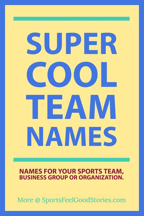 Super cool team names for sports like baseball, basketball, football, dodgeball, bowling, golf, tennis soccer, hockey, volleyball and more. Also, business group names and trivia team names. Something for everyone.  Examples: The Raspberry Berets, Bye Week, Battling Mongooses, Silly Squids, E = MC Hammer, and With Fire. With Fire? Who you playing? We're playing With Fire! Softball Team Names Youth, Basketball Names Ideas, Kids Soccer Team Names, Golf Team Names Funny, Fitness Group Names, Football Team Names Ideas, Team Names Ideas Inspirational, Team Names Ideas Clever, Basketball Team Names Ideas