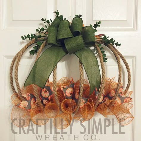 Fall Craft Diy, Wreath Form Ideas, Pumpkin Wreath Form, Dollar Tree Pumpkin Wreath, Pumpkin Wreath Diy, Fall Decor Wreaths, Fall Pumpkin Crafts, Dollar Tree Pumpkins, Fall Decor Diy Crafts