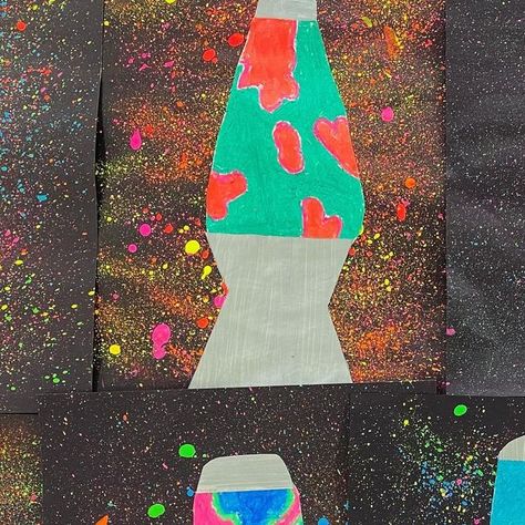 Ms. Sussman | artroomantics on Instagram: "Neon Lava Lamps with a splatter paint background (don’t by 5th grade) #homeschoolartlessons #homeschoolartclass #homeschoolart #outdoorart #artpod #learningpods #distancelearningartclass #distancelearning #elementaryartwork #elementaryart #artoftheday #artteachers #artteachersofinstagram #artoftheday #artteachers #artteachersofinstagram #artteacherlife #kidscreate #arteducator #arteducation #arteducationmatters #teachersfollowteachers #middleschoolart #middleschoolartteacher #elementaryartwork #elementaryart #artteachers #artteachersofinstagram #artteacherlife #kidscreate #vapa #teachersofinstagram #teachersfollowteachers" Lava Lamp Art, Splatter Background, Lava Lamps, Lamp Art, Splatter Paint, Kids Create, Homeschool Art, Middle School Art, Paint Background