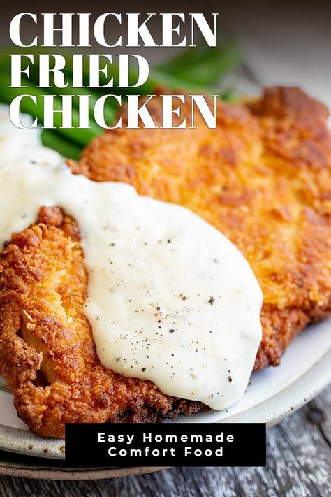 Southern Comfort Food Dinners, Homemade White Gravy, White Gravy Recipe, Fried Chicken Breast Recipe, Chicken Fried Chicken, Chicken Fried Steak Recipe, Fried Steak Recipes, Homemade Comfort Food, White Gravy