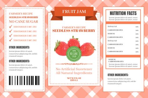 Farmer Recipes, Jam Packaging, Jam Label, Label Ideas, Ingredient Labels, Fruit Jam, No Sugar Foods, Artificial Sweetener, Strawberry Jam