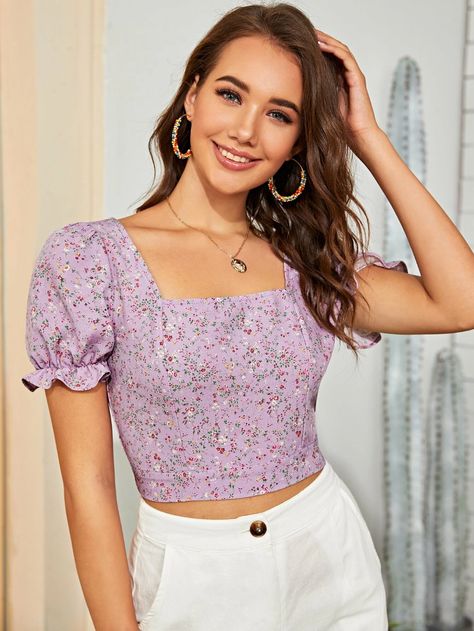 Floral Print Crop Top, Ditsy Floral Print, Modern Chic, Chic Boutique, Ditsy Floral, Print Top, Floral Print, Crop Top, Blouses