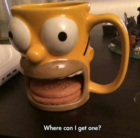 Because cookies! Keramik Design, Homer Simpson, Ceramics Pottery Art, Clay Art Projects, Cool Mugs, Cute Cups, Unique Coffee Mugs, Unique Coffee, Cup Design