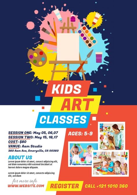 Art Class Flyer, Class Poster Design, Art Class Posters, Class Poster, Artistic Posters, Pamphlet Design, Art Invitation, Kids Art Class, School Posters