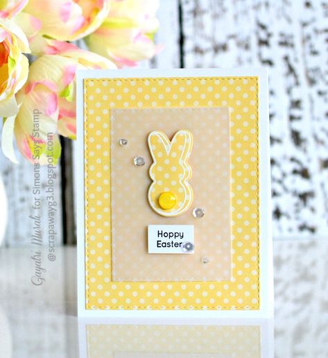 Peeps Cards, Cards Cricut, Easter Yellow, Easter Cards Handmade, Stamp Card, Happy Easter Card, Easter Peeps, Card Crafts, Spring Cards