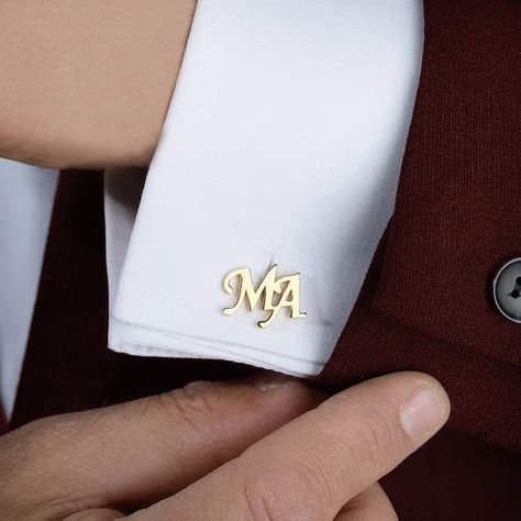 Personalized Cufflinks Men | Custom Name Cufflinks Mens - Custom Cufflinks - Aliexpress Groomsmen Cufflinks, Initial Cufflinks, Custom Cufflinks, Wedding Gifts For Groomsmen, Suit Shirt, Personalized Cufflinks, Wedding Groomsmen, Sac Lunch, Baby Hair Clips