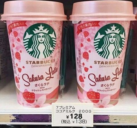 Japan Lover Me, Starbucks Japan, Kawaii Sweets, Starbucks Design, Japan Cherry Blossom, Disney Birthday Cakes, Korean Snacks, Keto Drink, Cute Snacks