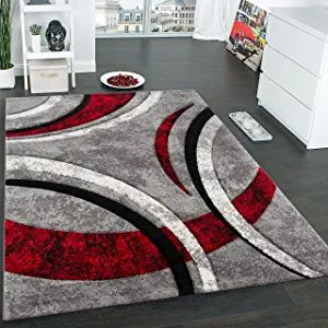 Amazon.com: Paco Home Designer Rug with Contour Cut Striped Model in Grey Black and Red Mixture, Size:6'7" x 9'6" : Home & Kitchen Black White Rug, Gray Area Rug, Black Area Rugs, Red Area Rug, Abstract Rug, White Rug, White Area Rug, Modern Area Rugs, Indoor Area Rugs